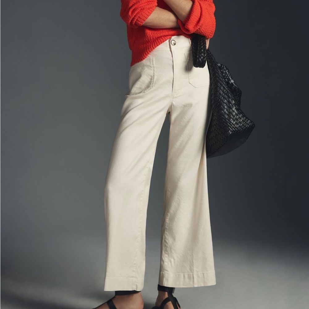 Anthropologie The Colette Crop Wide Leg Linen Pant